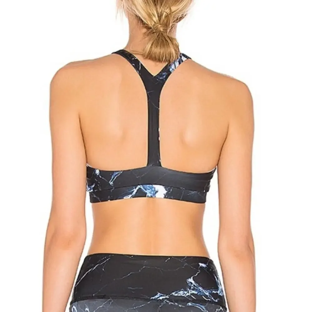Strut This The Presley Sports Bra Navy Blue Marble NEW